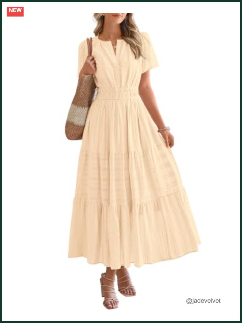 Womens Maxi Dress Short Sleeve V Neck Tiered Ruffle Beach Casual